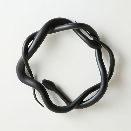Lucius Black Fiber Clay Snake Wreath 24"
