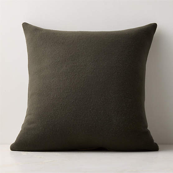 Lucy Charcoal Grey Merino Wool Throw Pillow with Down-Alternative Insert 20"x20"