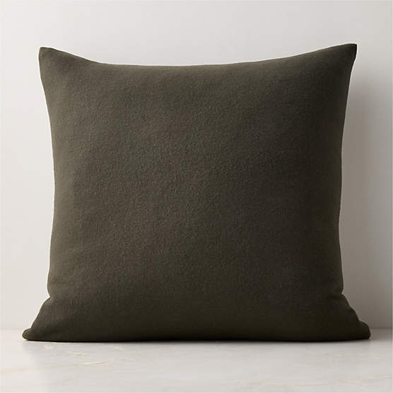 Lucy Charcoal Grey Merino Wool Throw Pillow with Feather-Down Insert 23"x23"