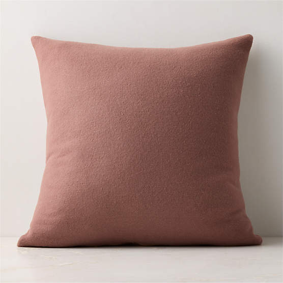 Lucy Light Mauve Merino Wool Throw Pillow with Down-Alternative Insert 20"x20"