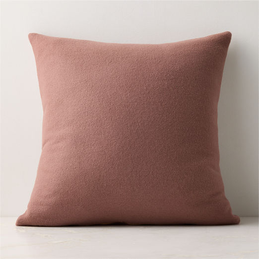 Lucy Light Mauve Merino Wool Throw Pillow with Feather-Down Insert 20"x20"