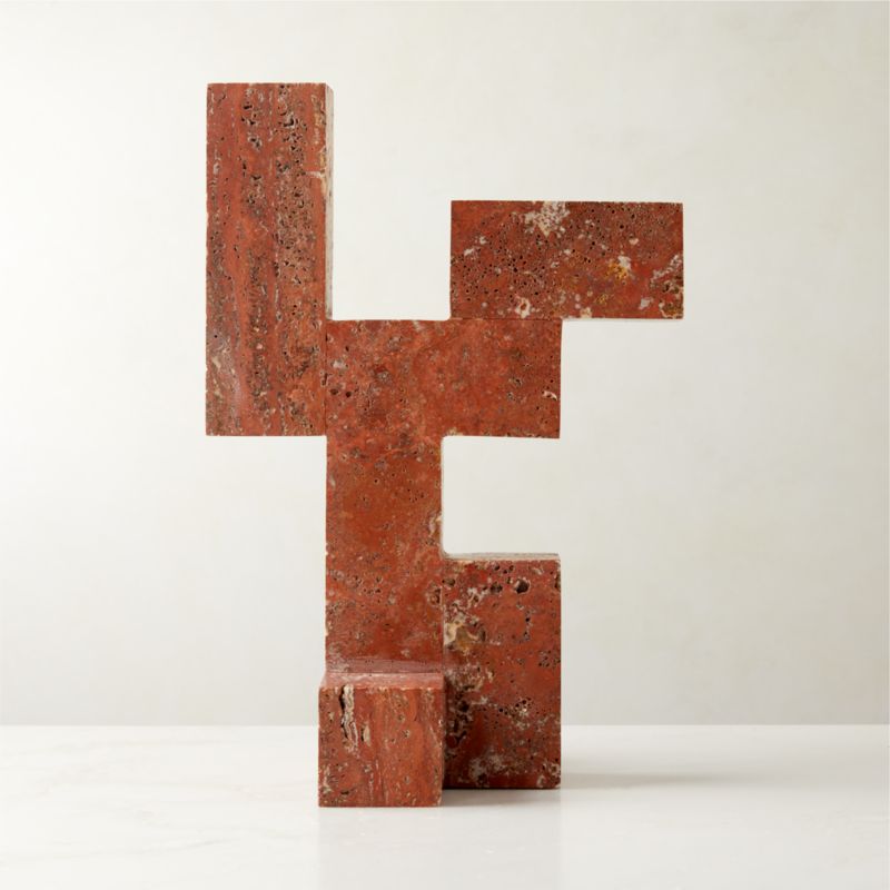 Luis Red Travertine Sculpture - image 0 of 3