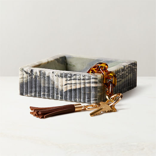 Luke Jade Marble Ribbed Catchall Dish