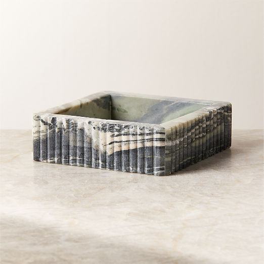 Luke Jade Marble Ribbed Catchall Dish