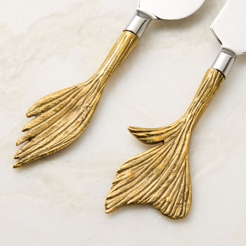 Lula Stainless Steel and Brass Cheese Knives Set of 2