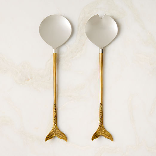 Lula Stainless Steel and Brass Salad Servers