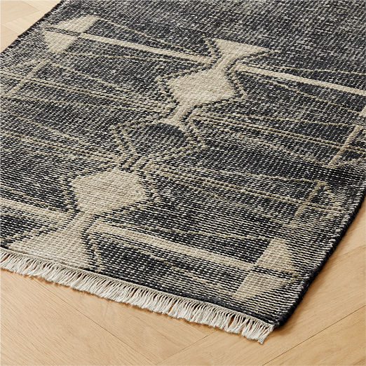 Luma Hand-Knotted Black New Zealand Wool Runner Rug 2.5'x8' by Ackerman