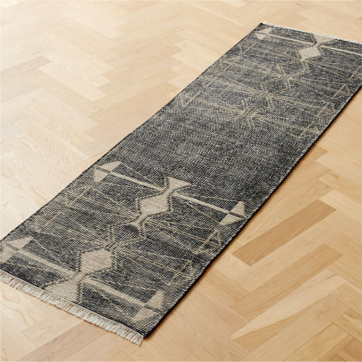 Luma Hand-Knotted Black New Zealand Wool Runner Rug 2.5'x8' by Ackerman