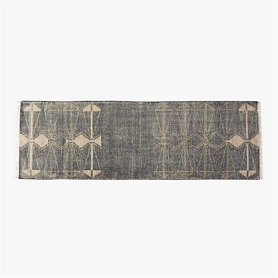 Luma Hand-Knotted Black New Zealand Wool Runner Rug 2.5'x8' by Ackerman