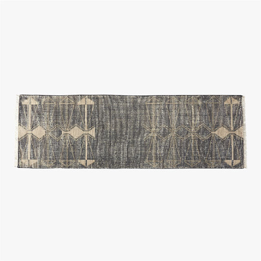 Luma Hand-Knotted Black New Zealand Wool Runner Rug 2.5'x8' by Ackerman