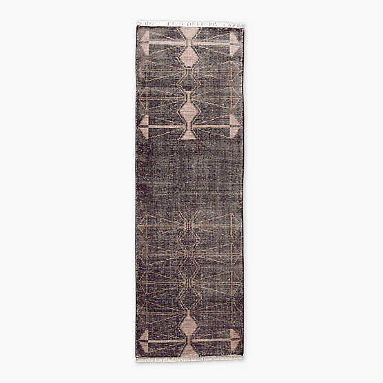 Luma Hand-Knotted Black New Zealand Wool Runner Rug 2.5'x8' by Ackerman