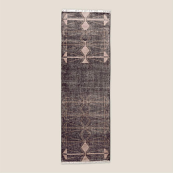 Luma Hand-Knotted Black New Zealand Wool Runner Rug 2.5'x8' by Ackerman