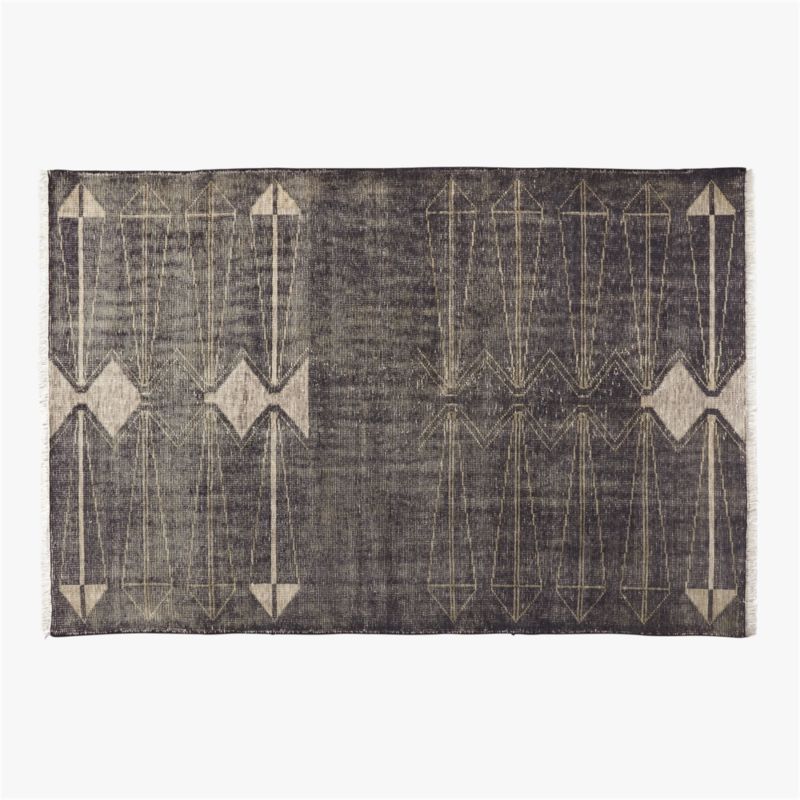 Luma Hand-Knotted Black New Zealand Wool Area Rug 6'x9' by Ackerman - image 0 of 6