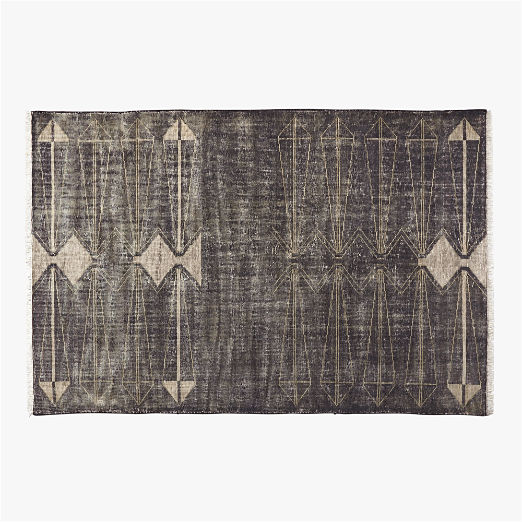 Luma Hand-Knotted Black New Zealand Wool Area Rug 6'x9' by Ackerman