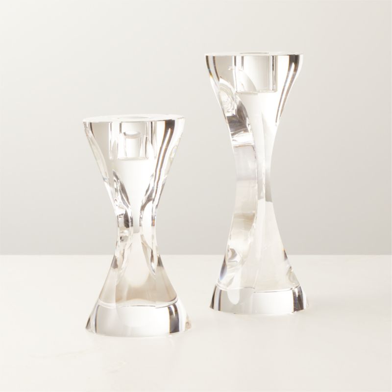 View Lume Crystal Taper Candle Holders Set of 2 details