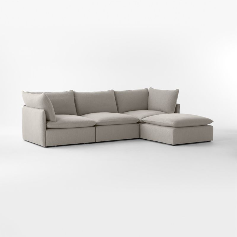 Lumis 4-Piece Modular Grey Performance Fabric Deep Depth Sectional Sofa - image 4 of 7