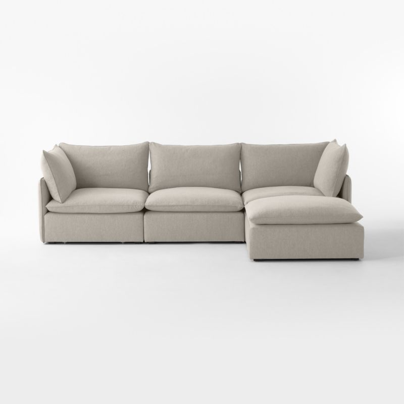 Lumis 4-Piece Modular Grey Performance Fabric Deep Depth Sectional Sofa - image 2 of 7