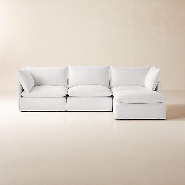 Lumis 4 Piece Modular Snow White Performance Fabric Sectional Sofa Reviews Cb2 Canada