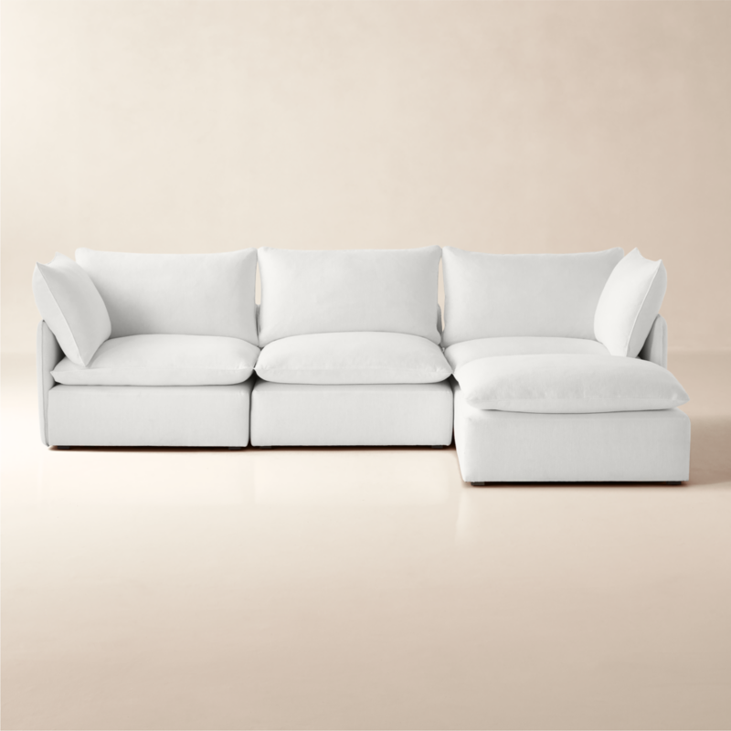 Lumis 4-Piece Modular Snow White Performance Fabric Deep Depth Sectional Sofa - image 0 of 11