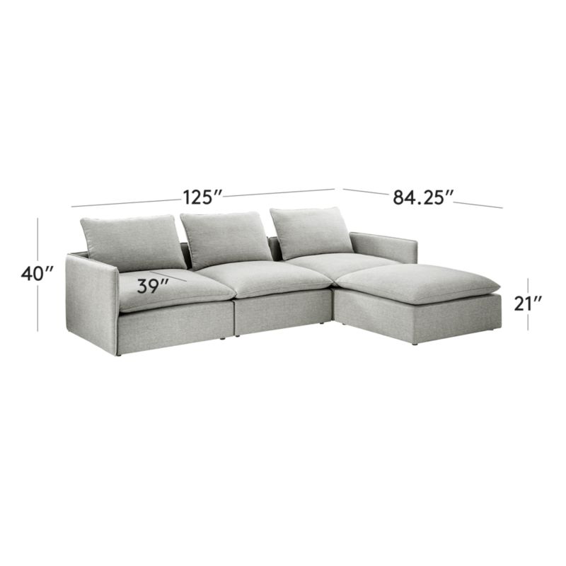 View Lumis 4-Piece Modular Grey Performance Fabric Deep Depth Sectional Sofa - image 2 of 8