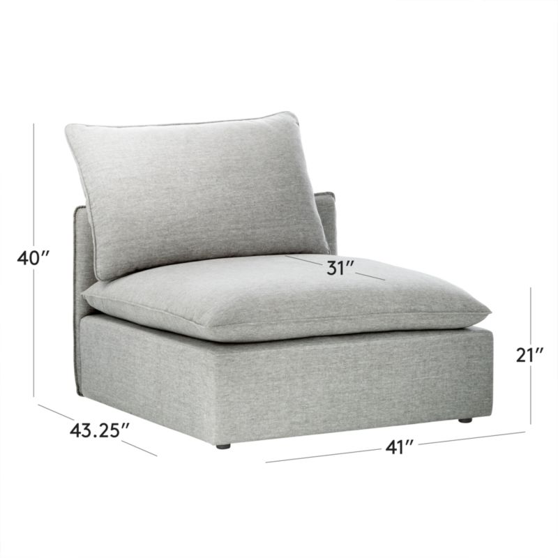 View Lumis Grey Performance Fabric Deep Depth Armless Chair - image 2 of 7