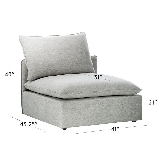 Lumis Grey Performance Fabric Armless Chair