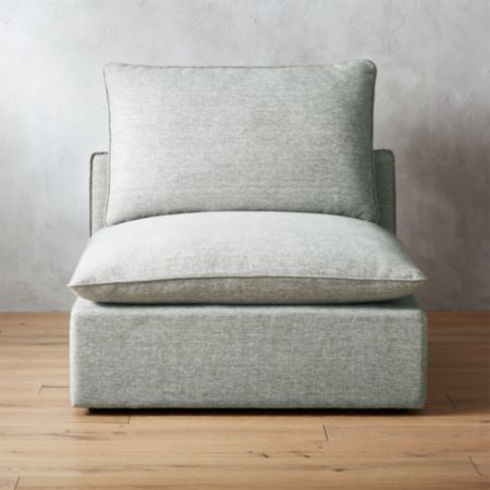 Lumin Grey Linen Armless Chair Cb2