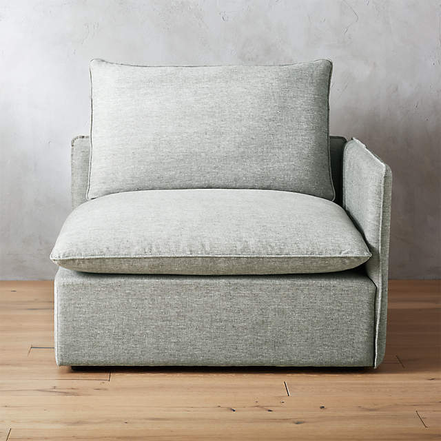 Lumin Grey Linen Corner Chair Reviews CB2