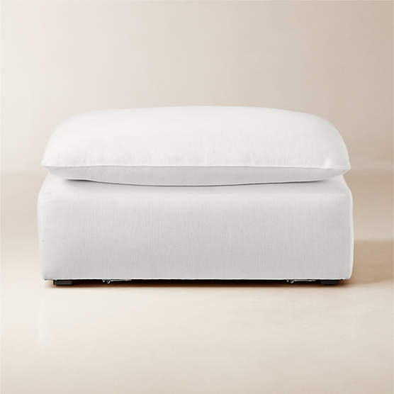 Lumis Snow White Performance Fabric Deep Depth Ottoman