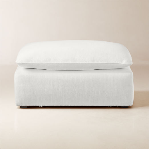 Lumis Snow White Performance Fabric Deep Depth Ottoman