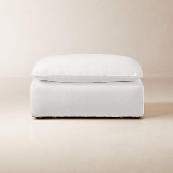 Lumis Snow White Performance Fabric Deep Depth Ottoman