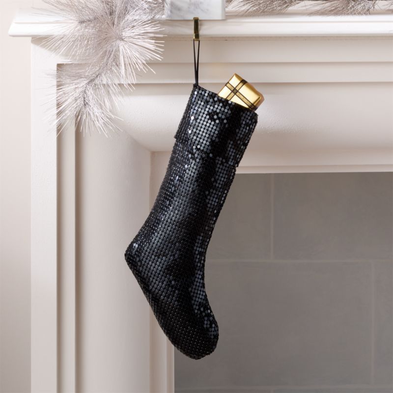 Lumina Black Chain Metal Christmas Stocking - image 0 of 8