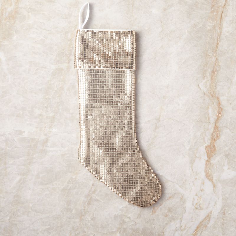 Lumina Champagne Gold Chain Metal Christmas Stocking - image 2 of 8