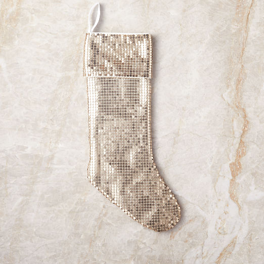 Lumina Champagne Gold Chain Metal Christmas Stocking