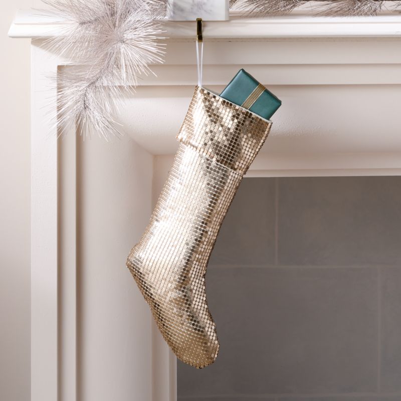 Lumina Champagne Gold Chain Metal Christmas Stocking - image 0 of 8