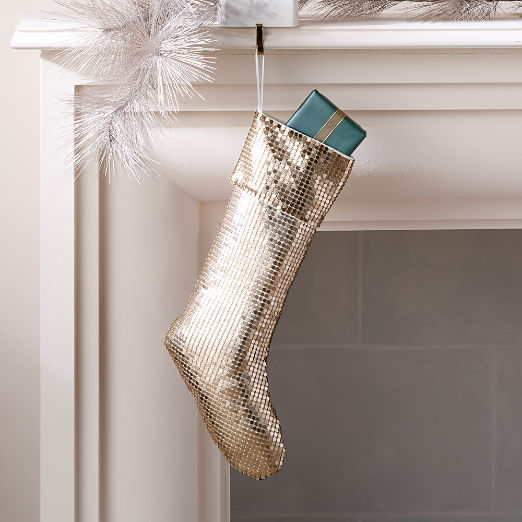 Lumina Champagne Gold Chain Metal Christmas Stocking