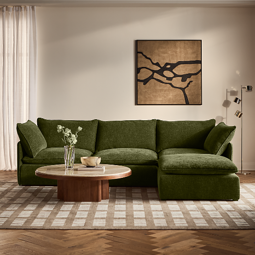 Lumis 2-Piece Green Performance Fabric Deep Depth Sectional Sofa