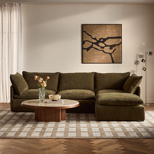 Lumis 2-Piece Green Performance Fabric Deep Depth Sectional Sofa