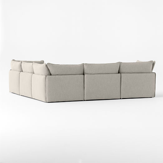 Lumis 5-Piece Modular L-Shaped White Performance Fabric Deep Depth Sectional Sofa