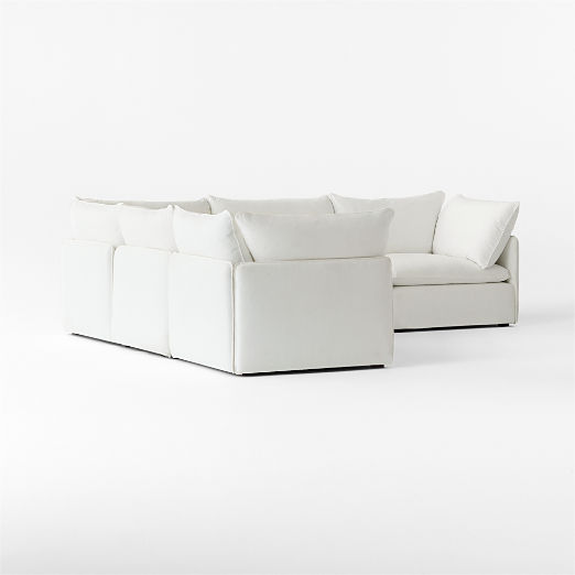 Lumis 5-Piece Modular L-Shaped White Performance Fabric Deep Depth Sectional Sofa