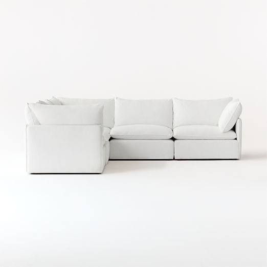 Lumis 5-Piece Modular L-Shaped White Performance Fabric Deep Depth Sectional Sofa