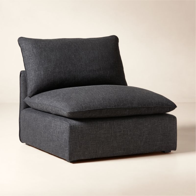 Lumis Dark Grey Performance Fabric Deep Depth Armless Chair - image 1 of 6