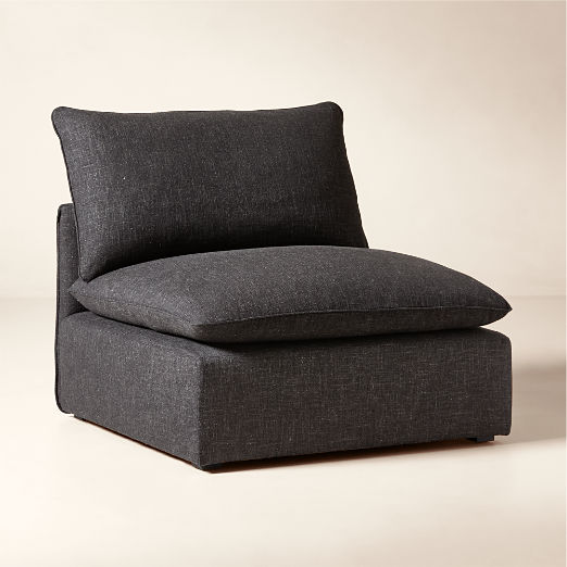 Lumis Dark Grey Performance Fabric Deep Depth Armless Chair