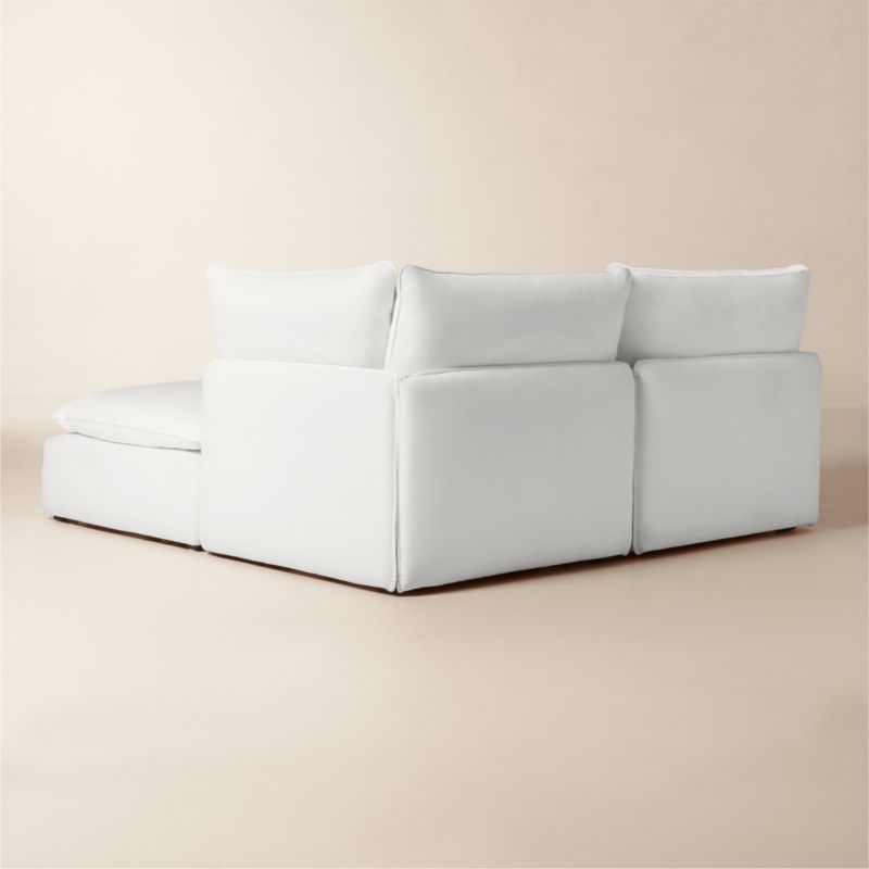 Lumis 3-Piece White Performance Fabric Deep Depth Sectional Sofa with Ottoman - image 3 of 7
