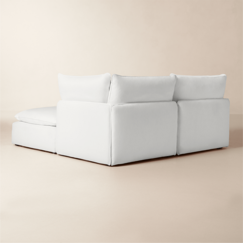 Lumis 3-Piece White Performance Fabric Deep Depth Sectional Sofa with Ottoman - image 4 of 8