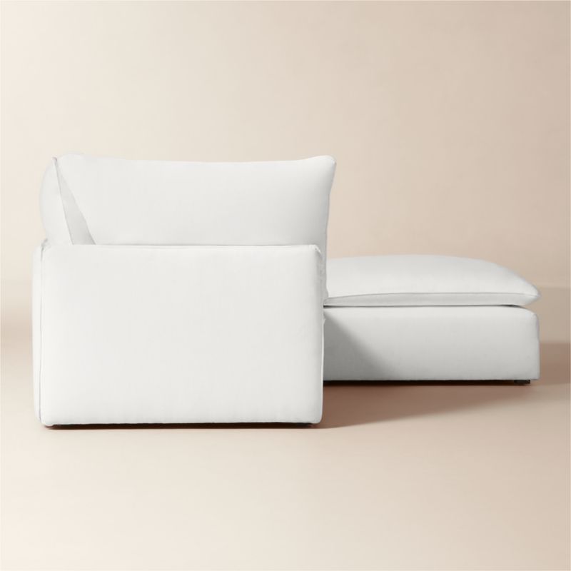 Lumis 3-Piece White Performance Fabric Deep Depth Sectional Sofa with Ottoman - image 2 of 7