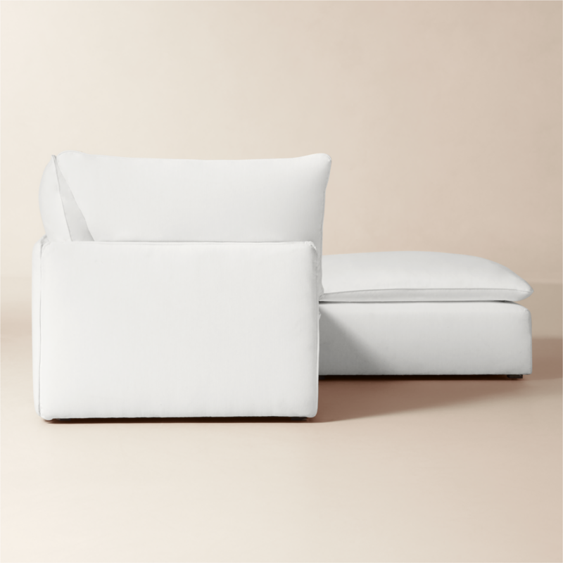 Lumis 3-Piece White Performance Fabric Deep Depth Sectional Sofa with Ottoman - image 3 of 8