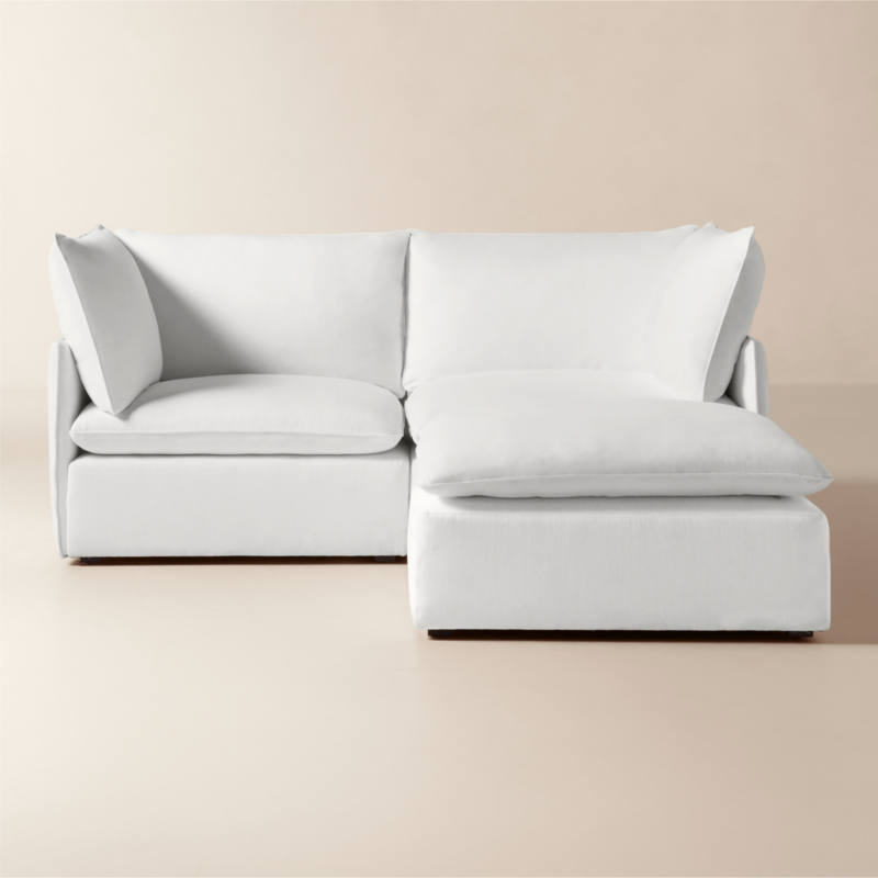 Lumis 3-Piece White Performance Fabric Deep Depth Sectional Sofa with Ottoman - image 0 of 8