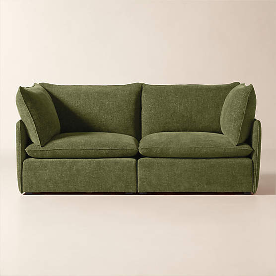 Lumis 2-Piece Green Performance Fabric Deep Depth Sectional Sofa