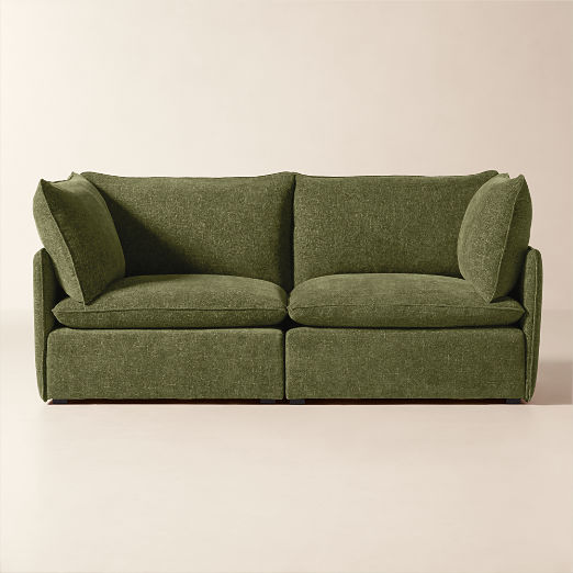 Lumis 2-Piece Green Performance Fabric Deep Depth Sectional Sofa